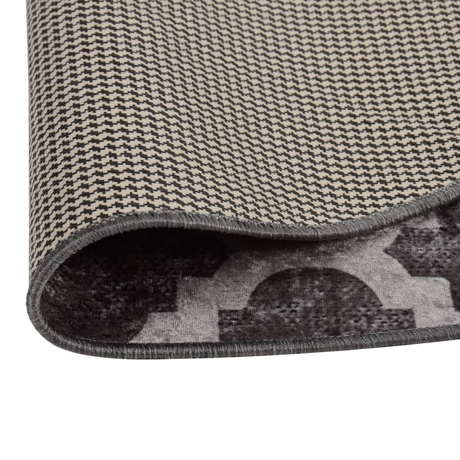 Vloerkleed Wasbaar Anti-Slip Ø120 Cm Meerkleurig Grijs En Wit Ø 120 cm