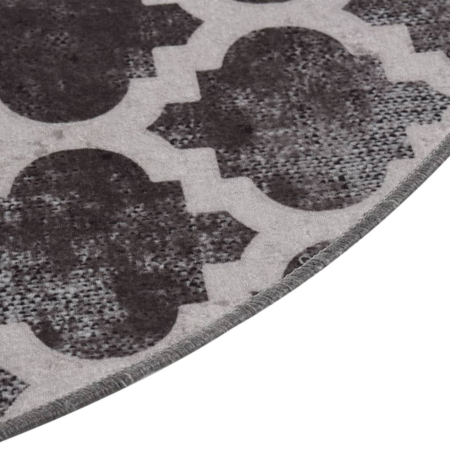 Vloerkleed Wasbaar Anti-Slip Ø120 Cm Meerkleurig Grijs En Wit Ø 120 cm