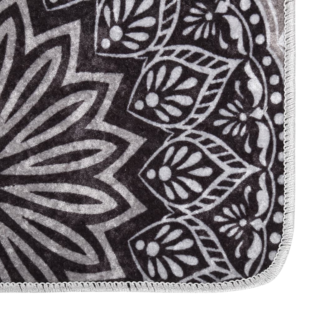 Vloerkleed Wasbaar Anti-Slip Meerkleurig Zwart En Grijs 190 x 300 cm