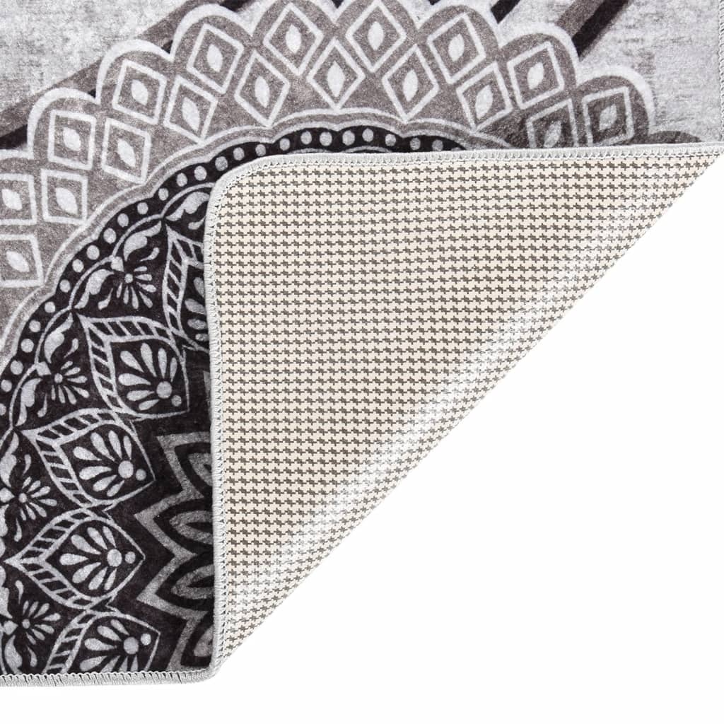 Vloerkleed Wasbaar Anti-Slip Meerkleurig Zwart En Grijs 190 x 300 cm