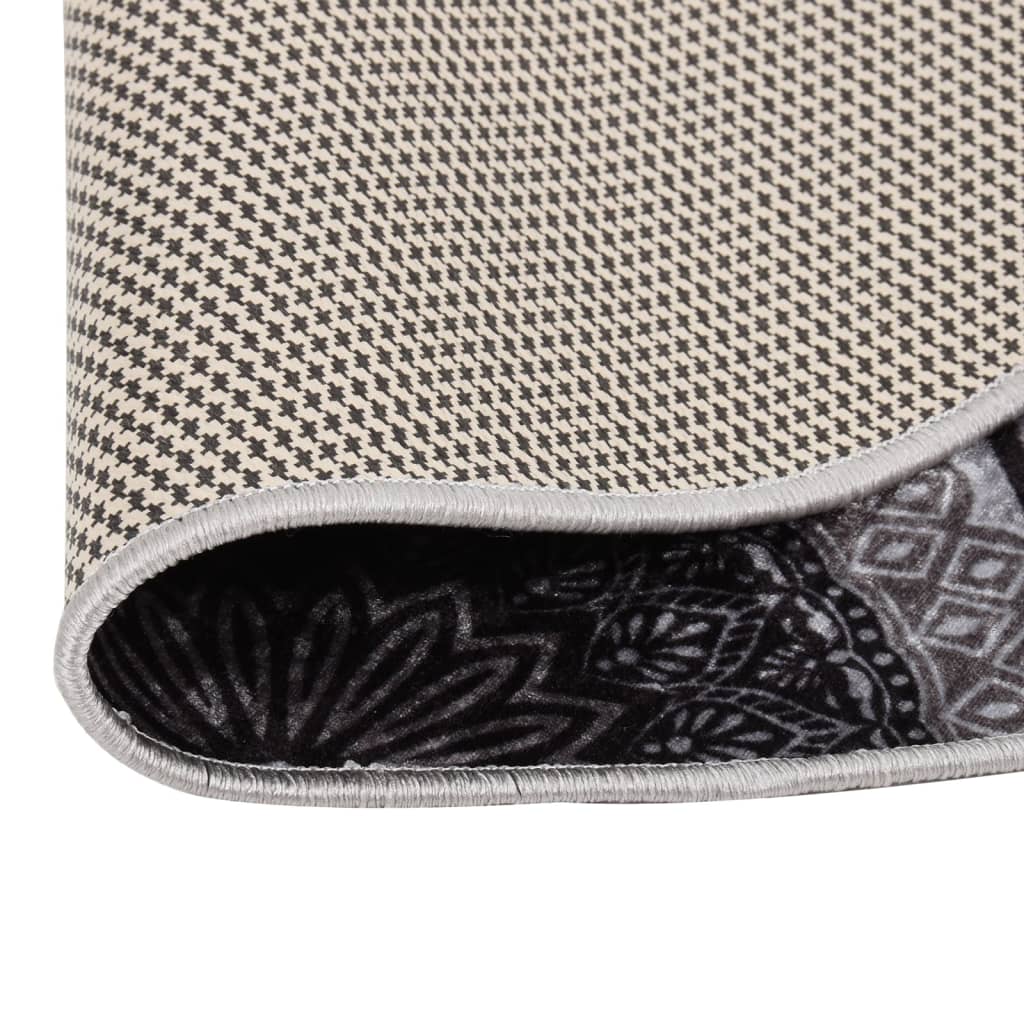 Vloerkleed Wasbaar Anti-Slip Ø120 Cm Meerkleurig Zwart En Grijs Ø 120 cm