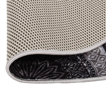 Vloerkleed Wasbaar Anti-Slip Ø120 Cm Meerkleurig Zwart En Grijs Ø 120 cm