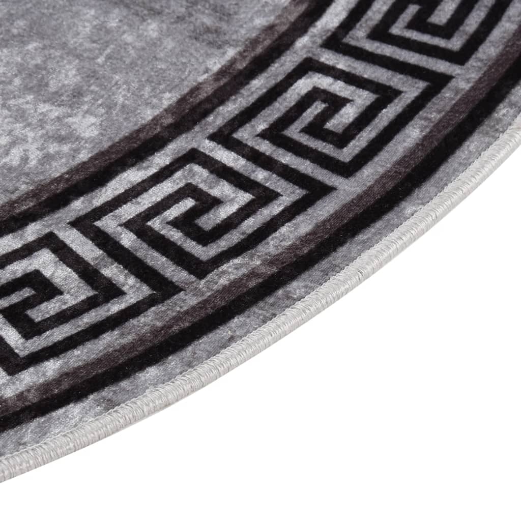 Vloerkleed Wasbaar Anti-Slip Ø120 Cm Meerkleurig Zwart En Grijs Ø 120 cm
