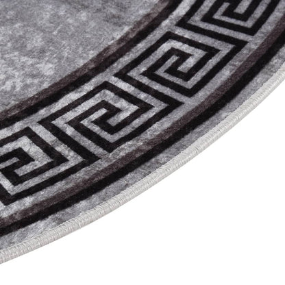 Vloerkleed Wasbaar Anti-Slip Ø120 Cm Meerkleurig Zwart En Grijs Ø 120 cm