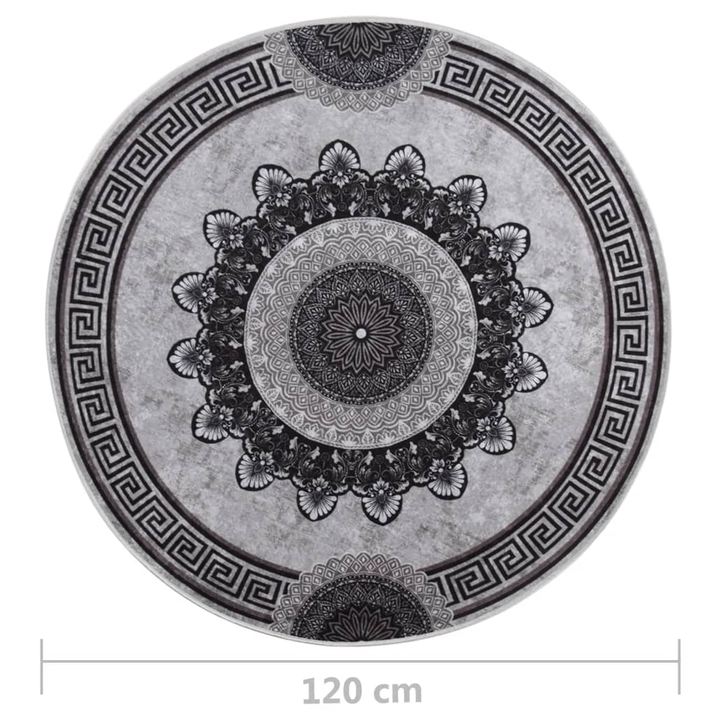 Vloerkleed Wasbaar Anti-Slip Ø120 Cm Meerkleurig Zwart En Grijs Ø 120 cm