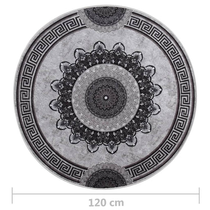 Vloerkleed Wasbaar Anti-Slip Ø120 Cm Meerkleurig Zwart En Grijs Ø 120 cm