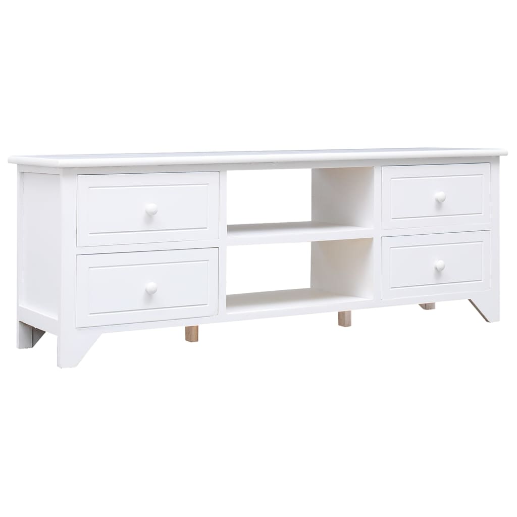 Tv-Meubel 08X30X40 Cm Massief Paulowniahout Wit
