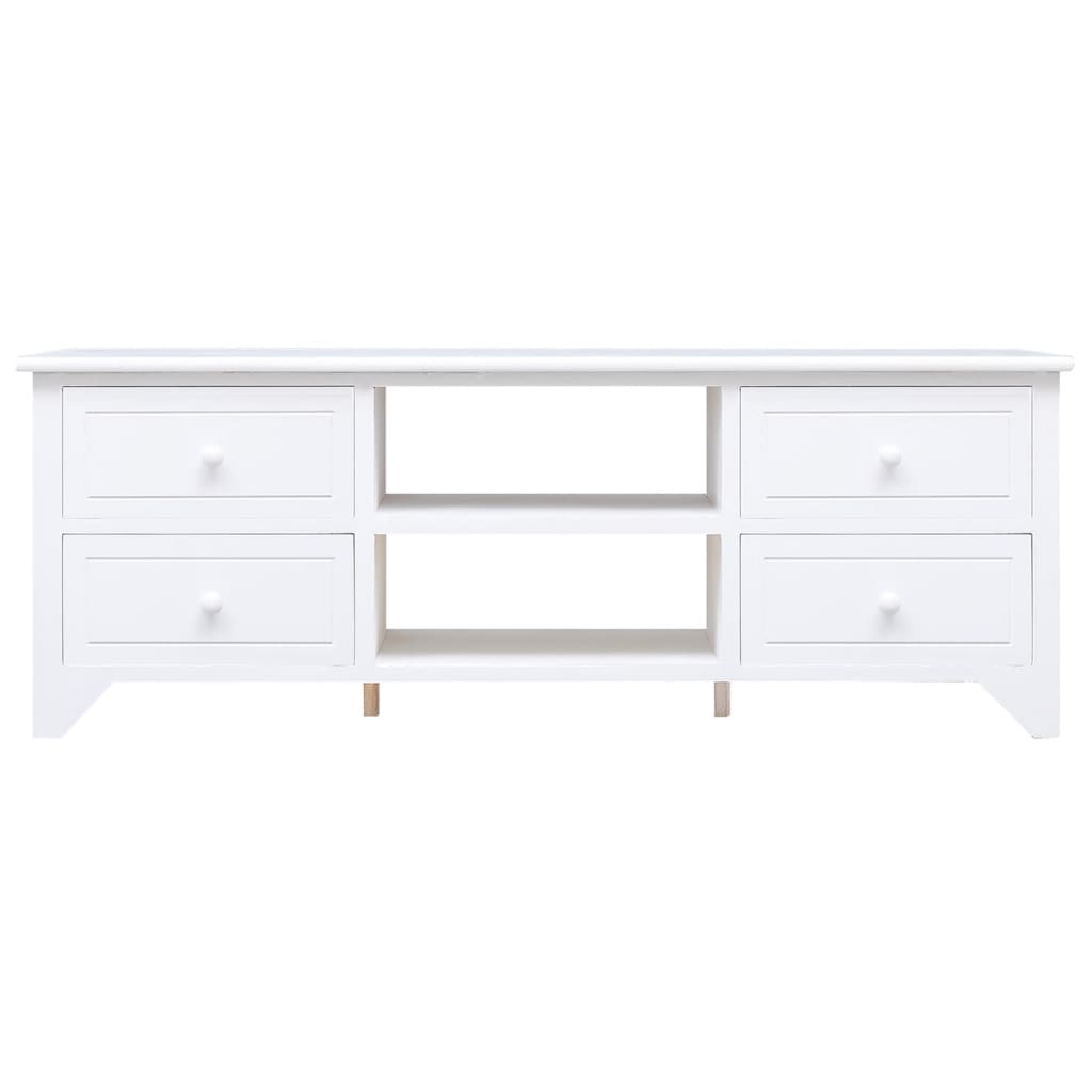 Tv-Meubel 08X30X40 Cm Massief Paulowniahout Wit
