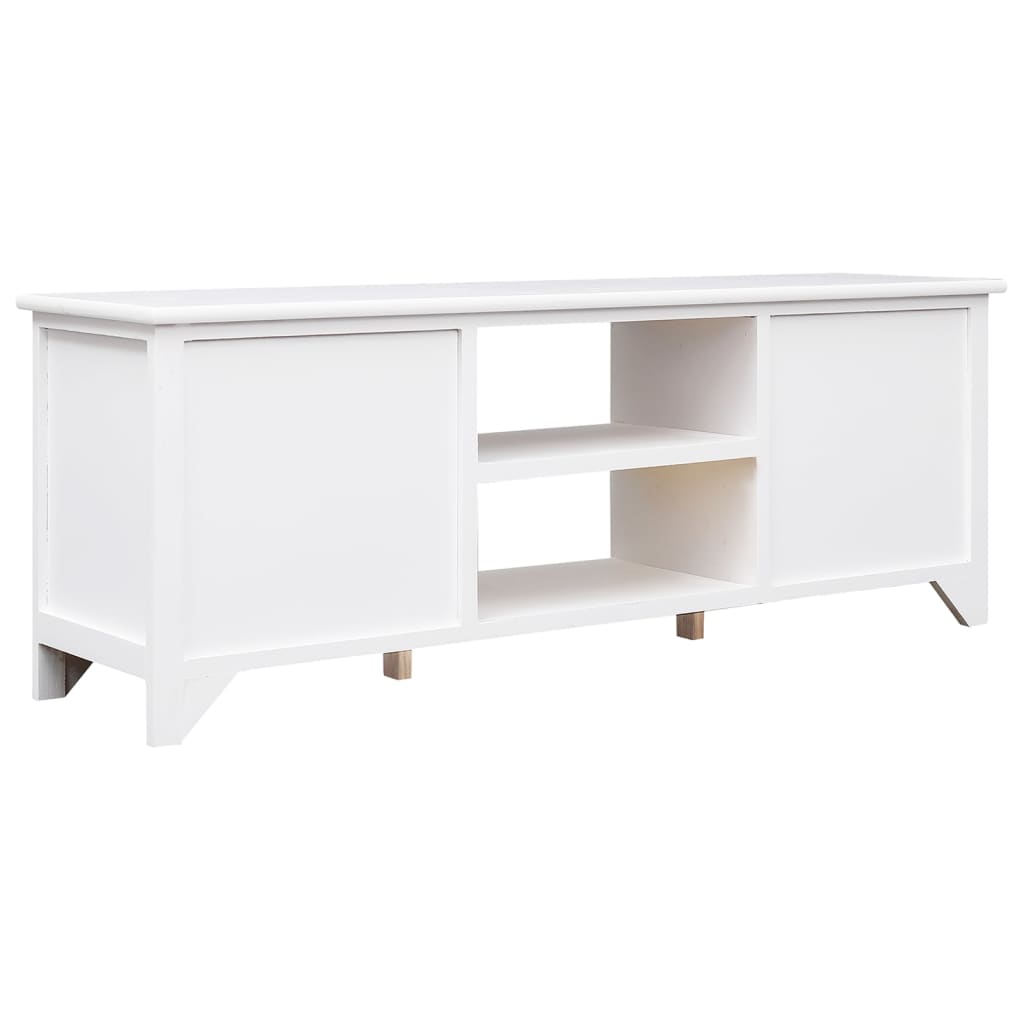 Tv-Meubel 08X30X40 Cm Massief Paulowniahout Wit