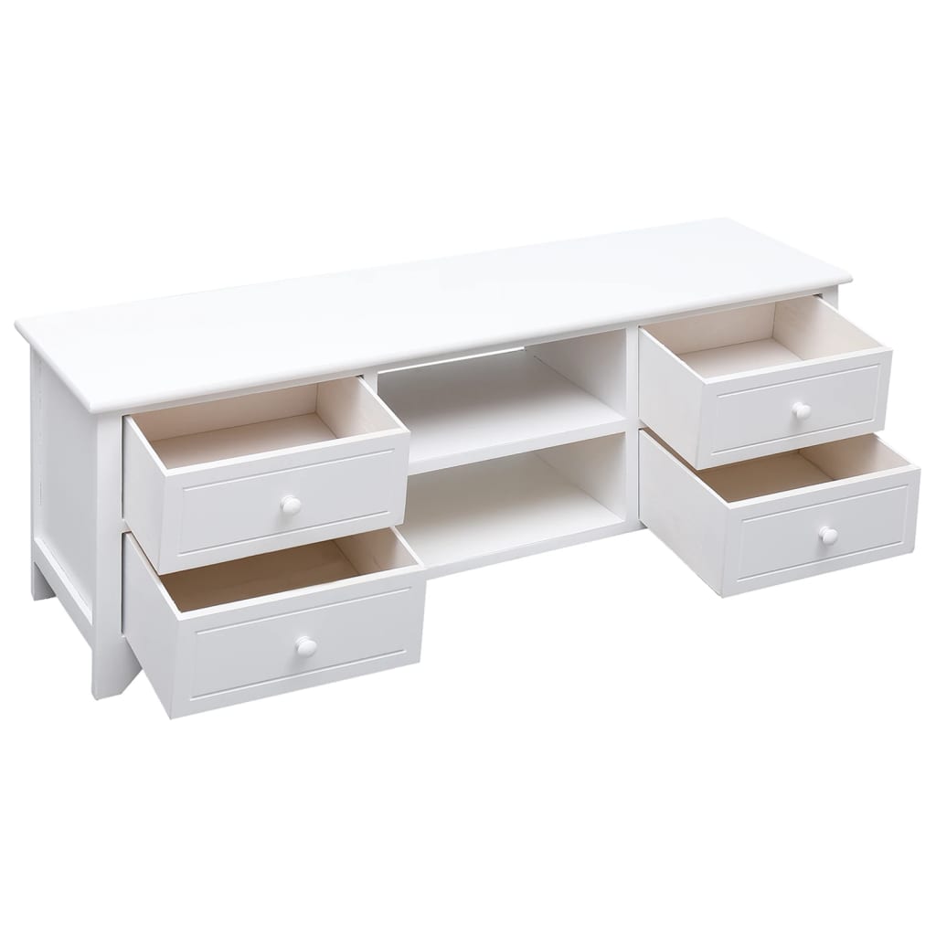 Tv-Meubel 08X30X40 Cm Massief Paulowniahout Wit