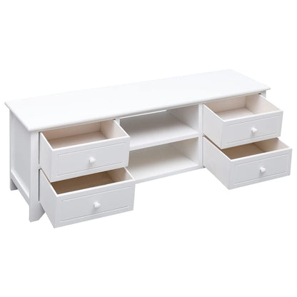 Tv-Meubel 08X30X40 Cm Massief Paulowniahout Wit