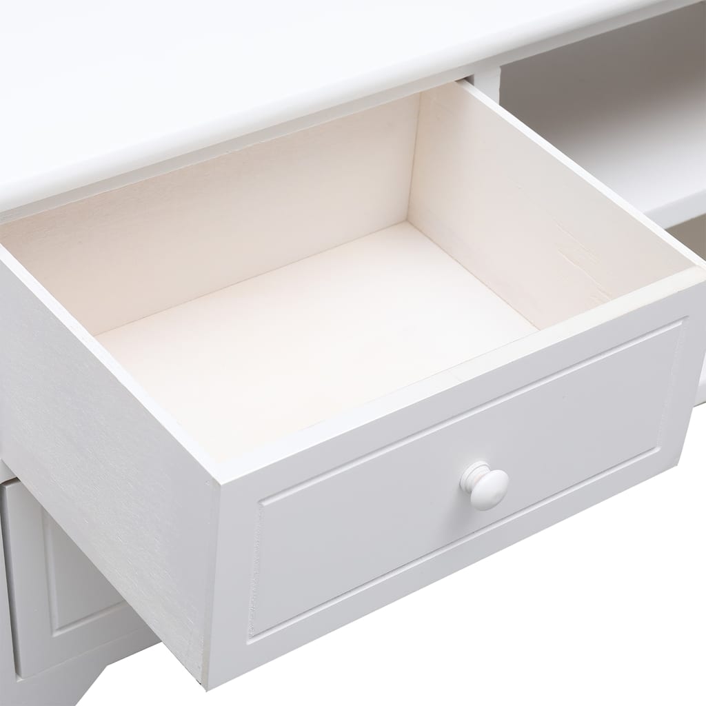 Tv-Meubel 08X30X40 Cm Massief Paulowniahout Wit
