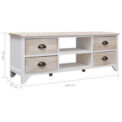 Tv-Meubel 08X30X40 Cm Massief Paulowniahout Lichthout
