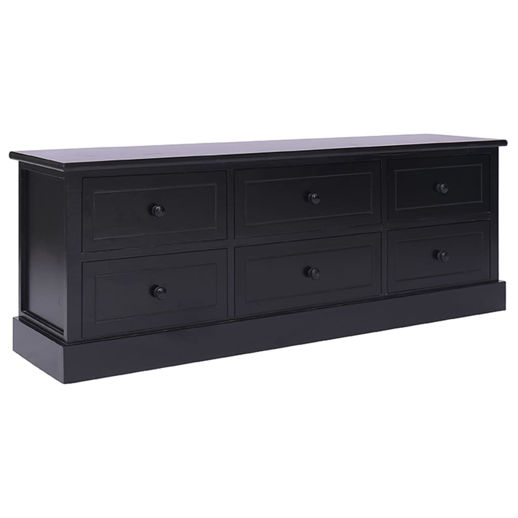 Tv-Meubel 08X30X40 Cm Massief Paulowniahout Zwart