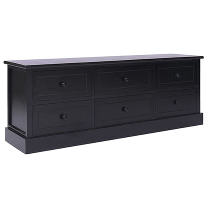 Tv-Meubel 08X30X40 Cm Massief Paulowniahout Zwart