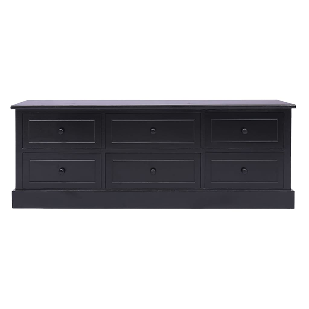 Tv-Meubel 08X30X40 Cm Massief Paulowniahout Zwart
