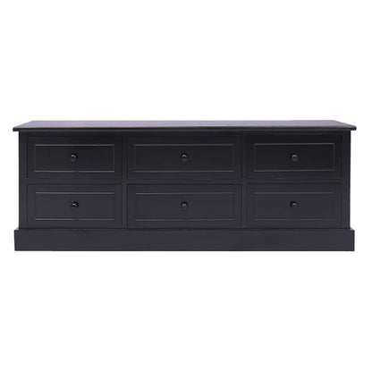 Tv-Meubel 08X30X40 Cm Massief Paulowniahout Zwart