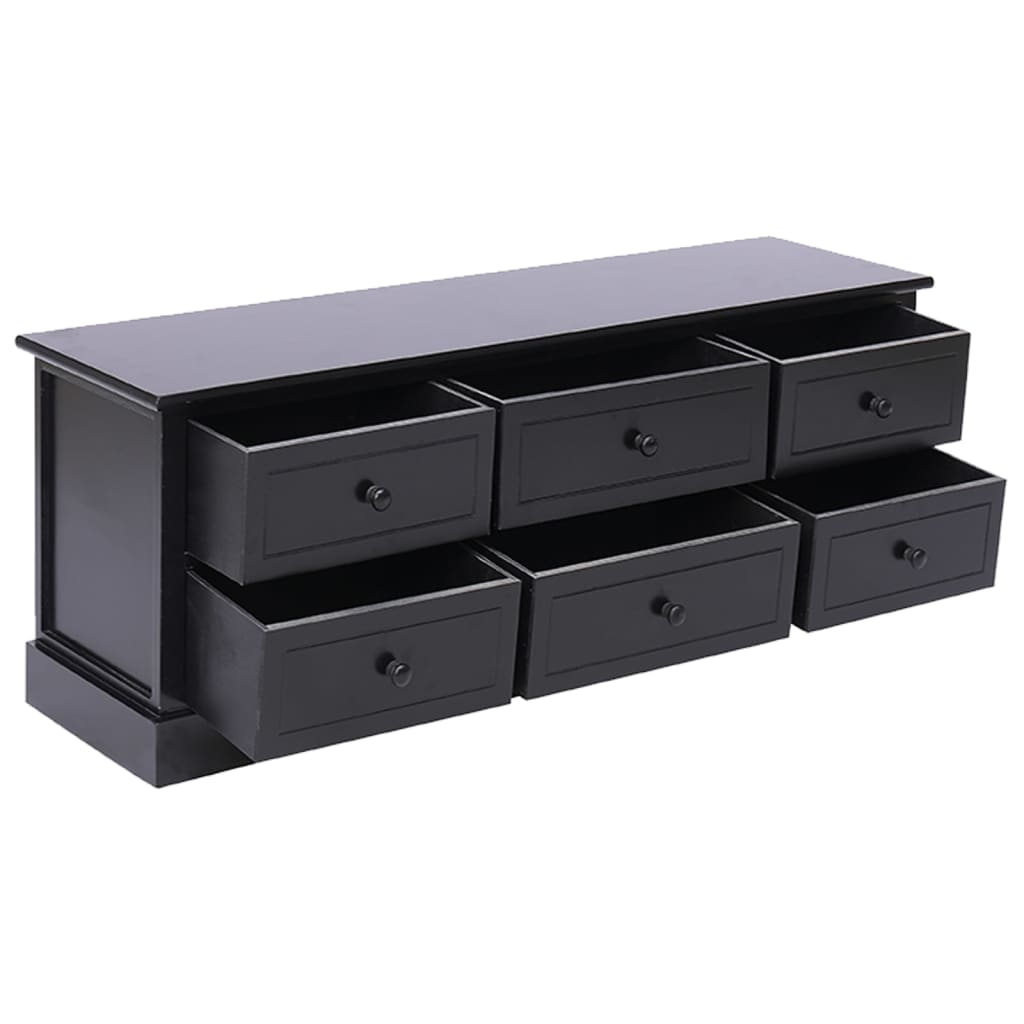 Tv-Meubel 08X30X40 Cm Massief Paulowniahout Zwart