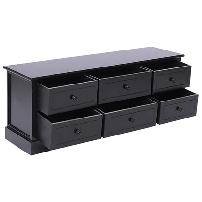 Tv-Meubel 08X30X40 Cm Massief Paulowniahout Zwart