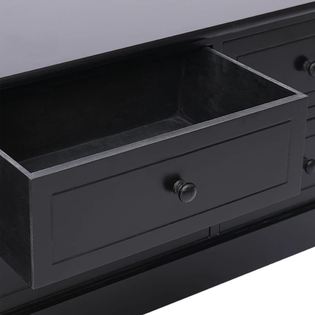 Tv-Meubel 08X30X40 Cm Massief Paulowniahout Zwart