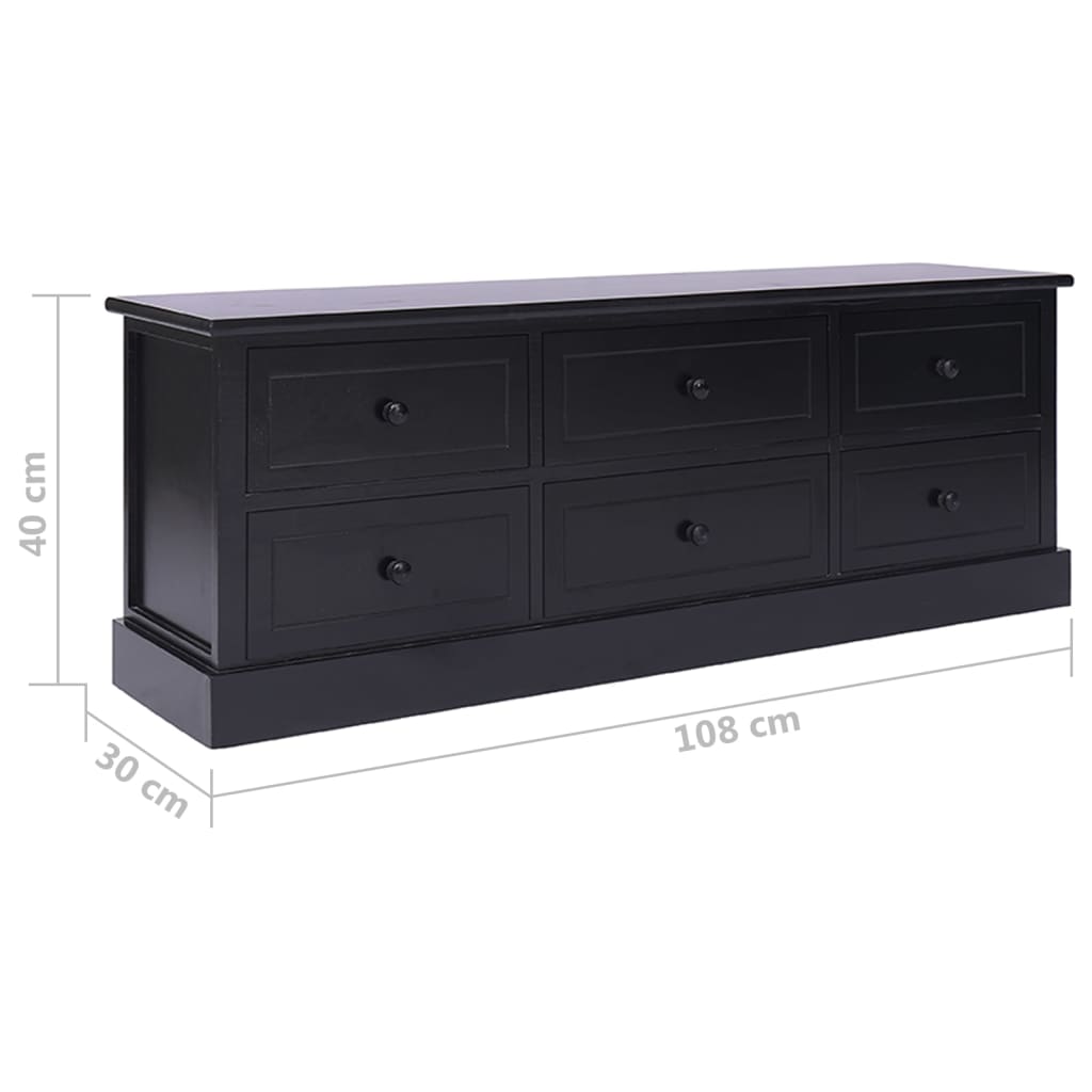 Tv-Meubel 08X30X40 Cm Massief Paulowniahout Zwart