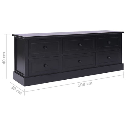 Tv-Meubel 08X30X40 Cm Massief Paulowniahout Zwart