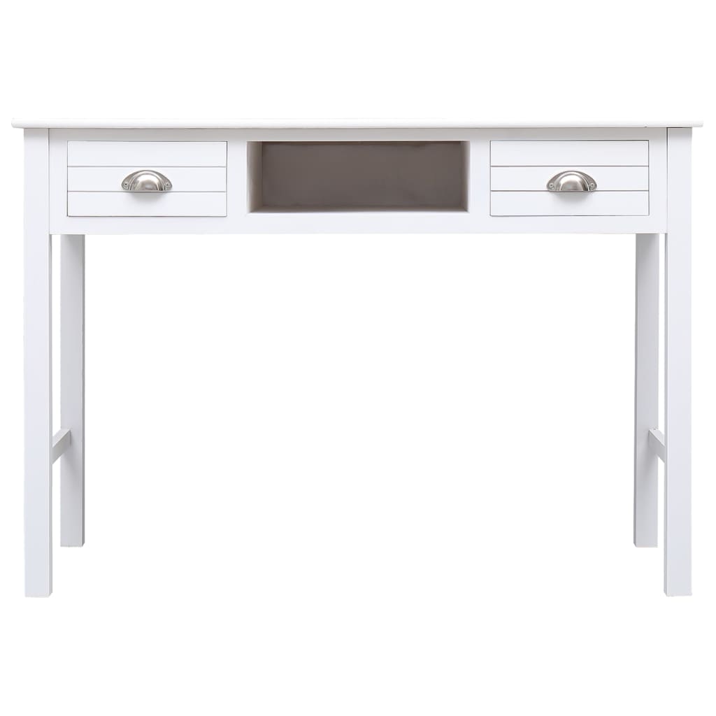 Bureau 108X45X76 Cm Massief Paulowniahout Wit