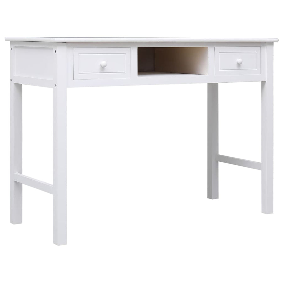 Bureau 108X45X76 Cm Massief Paulowniahout Wit