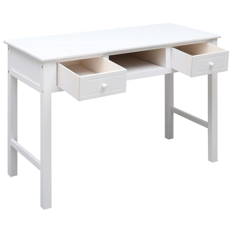 Bureau 108X45X76 Cm Massief Paulowniahout Wit