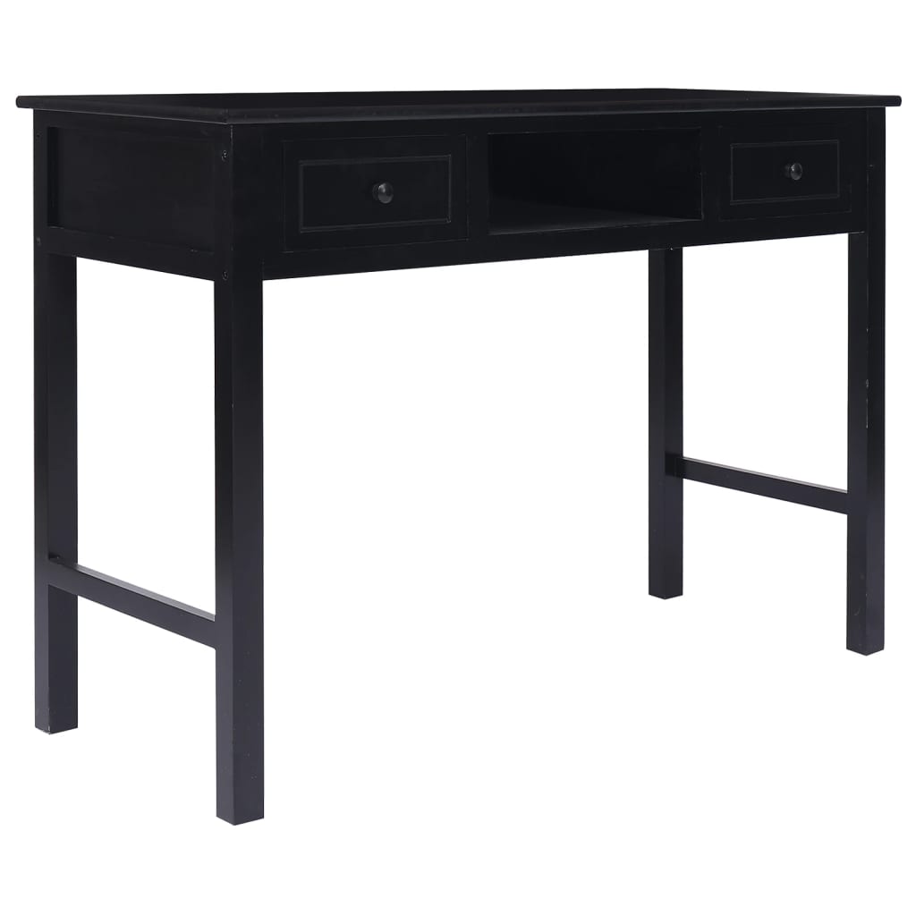 Bureau 108X45X76 Cm Massief Paulowniahout Zwart