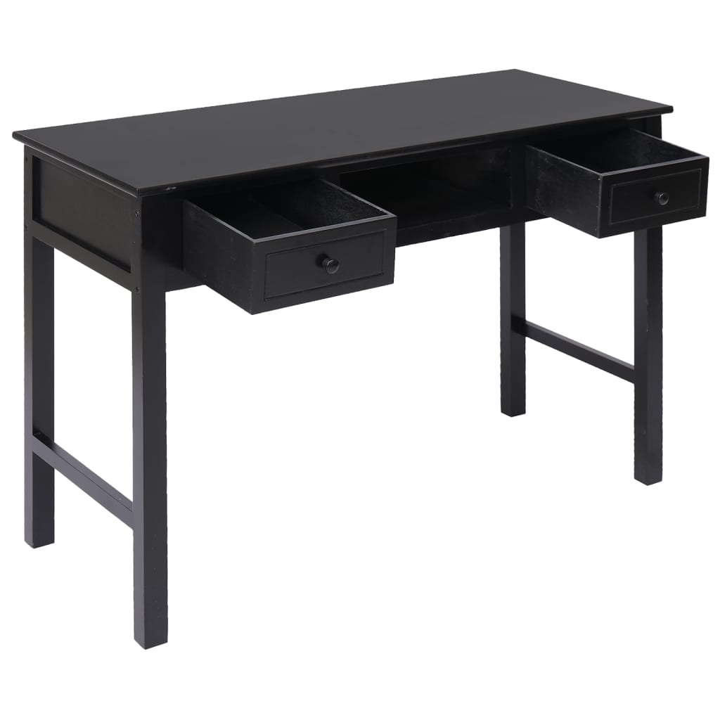 Bureau 108X45X76 Cm Massief Paulowniahout Zwart