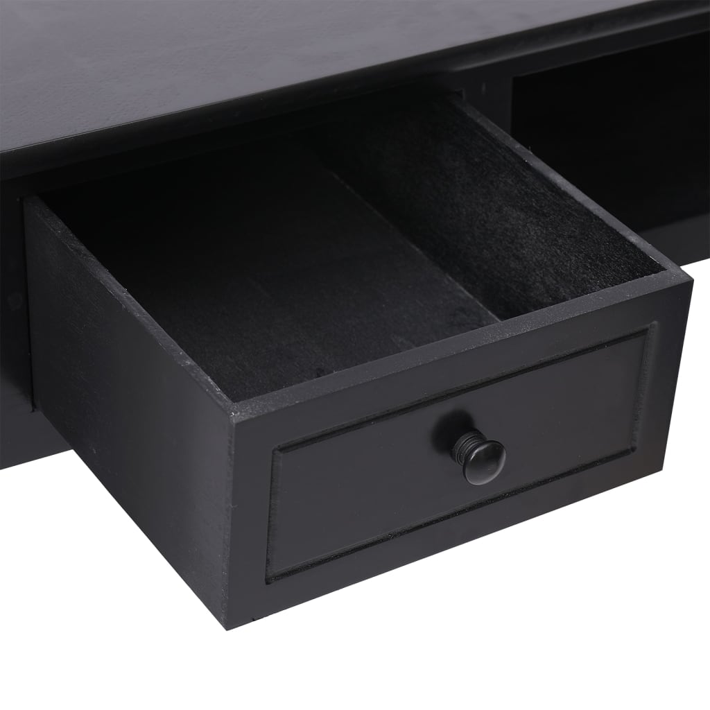 Bureau 108X45X76 Cm Massief Paulowniahout Zwart
