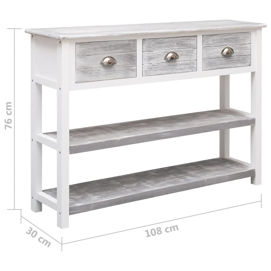 Dressoir 108x30x76 cm massief paulowniahout antiekgrijs Antiekgrijs