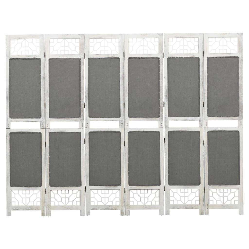 Kamerscherm Met 6 Panelen Stof Grijs 210 x 165 cm