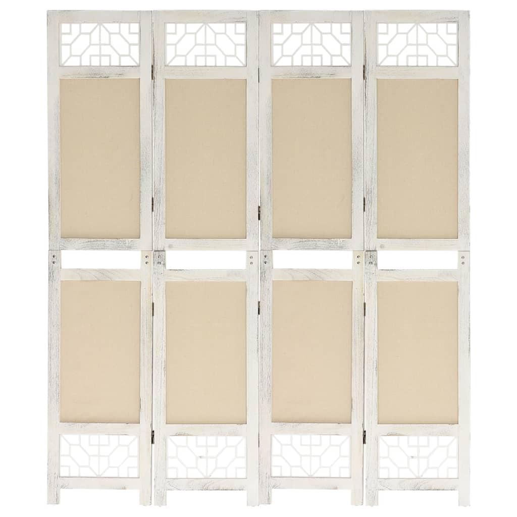 Kamerscherm Met 4 Panelen Stof Crèmekleurig 140 x 165 cm