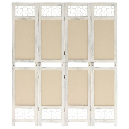 Kamerscherm Met 4 Panelen Stof Crèmekleurig 140 x 165 cm
