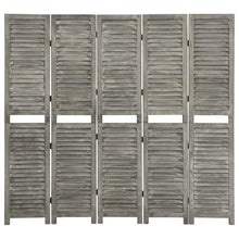 Kamerscherm Met 5 Panelen Massief Hout Grijs 179 x 166 cm