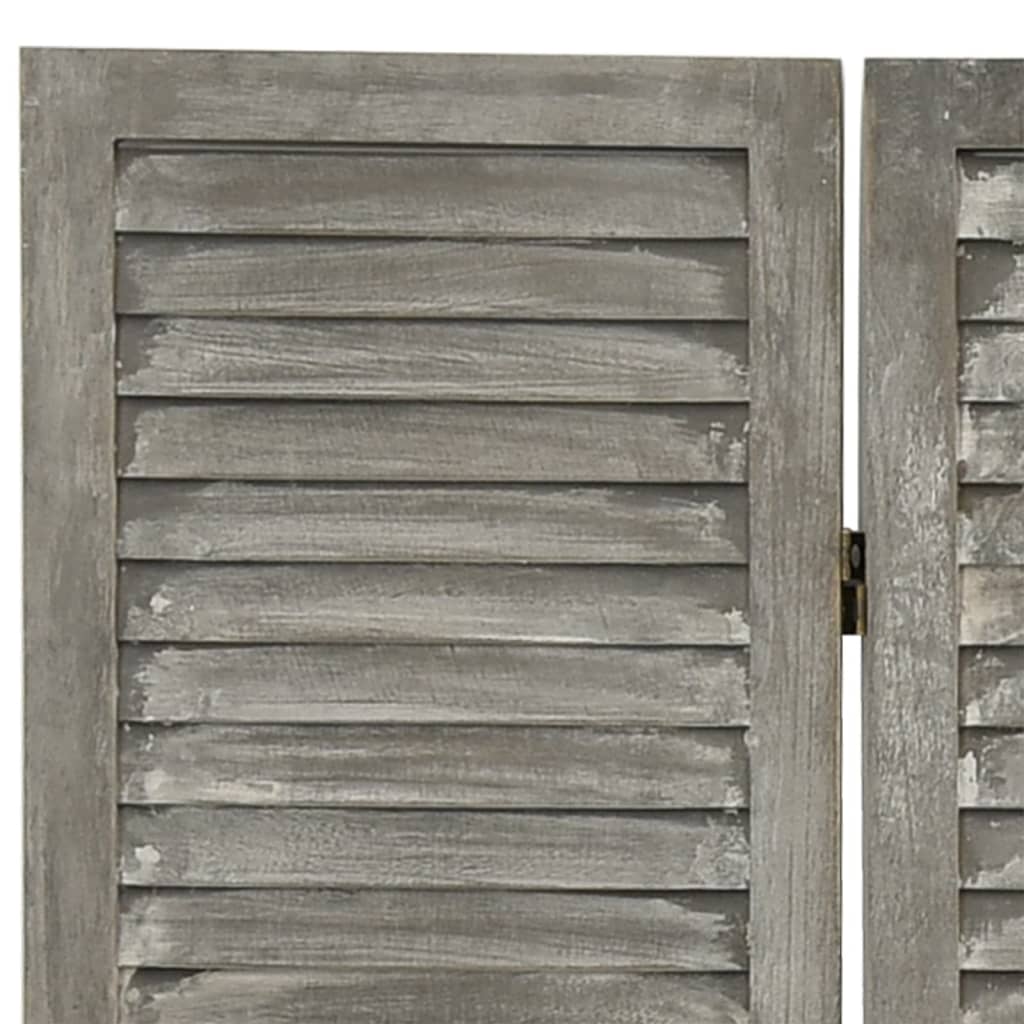 Kamerscherm Met 5 Panelen Massief Hout Grijs 179 x 166 cm