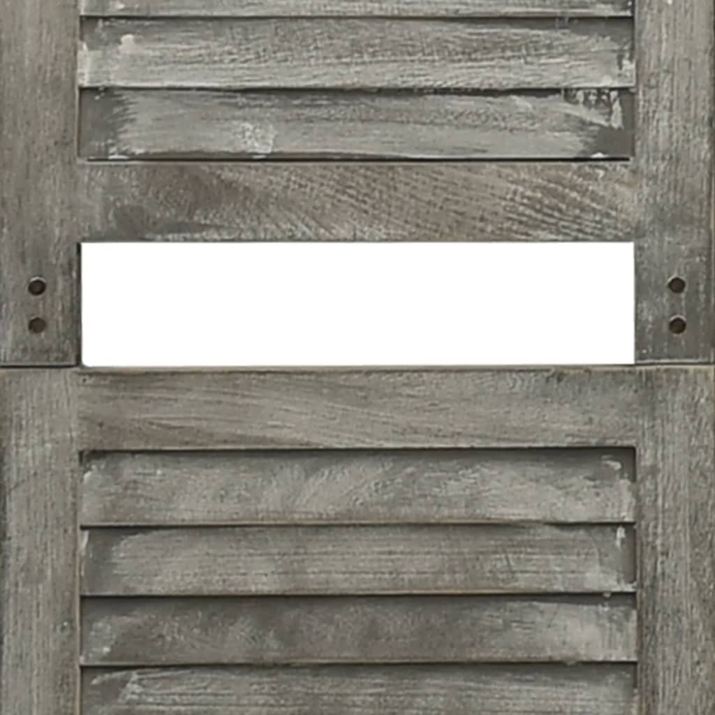 Kamerscherm Met 5 Panelen Massief Hout Grijs 179 x 166 cm