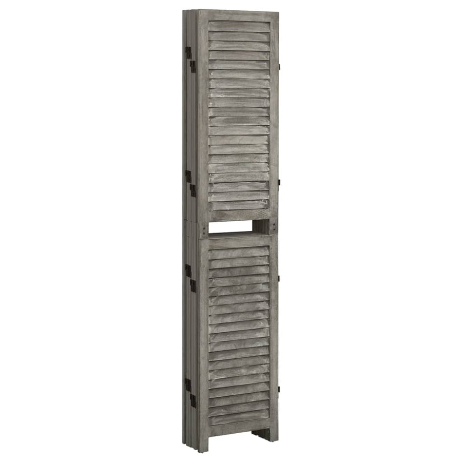 Kamerscherm Met 6 Panelen Massief Hout Grijs 214 x 166 cm