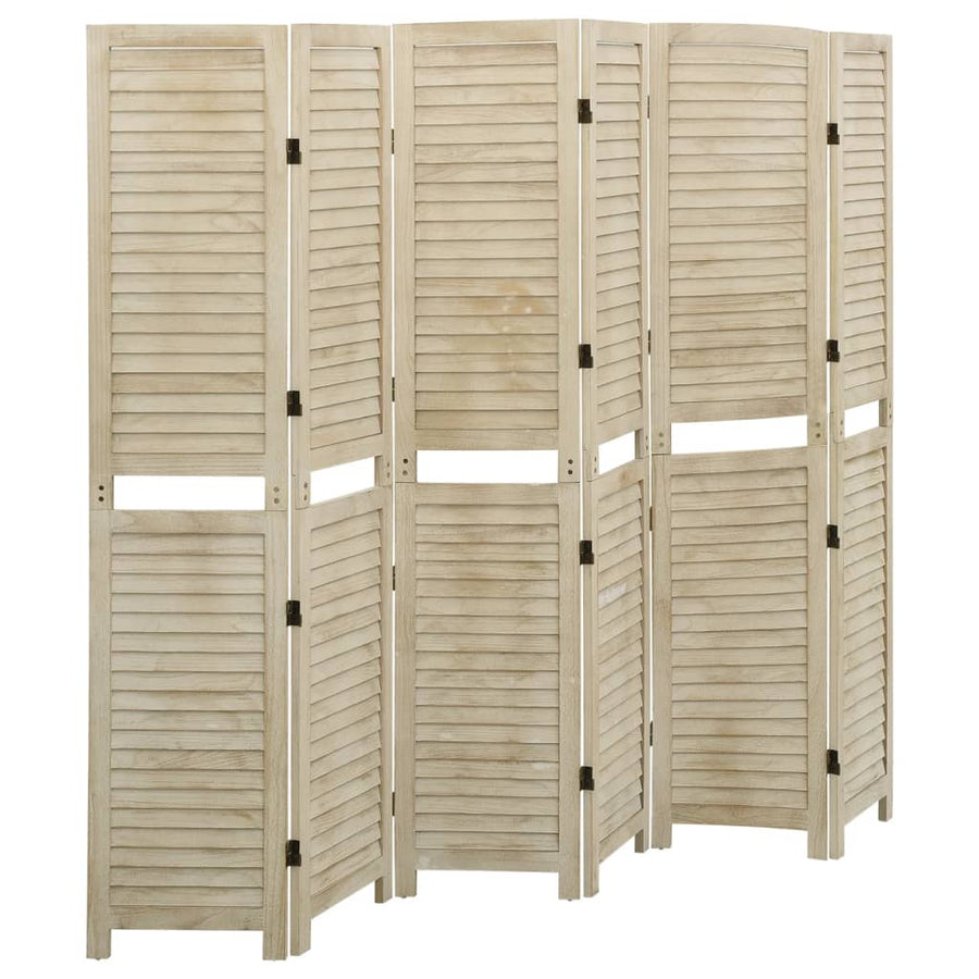 Kamerscherm Met 6 Panelen Massief Paulowniahout 210 x 165 cm