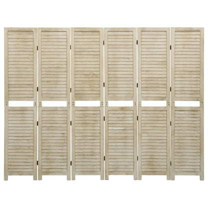 Kamerscherm Met 6 Panelen Massief Paulowniahout 210 x 165 cm