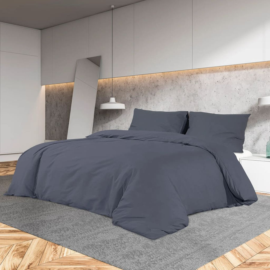 Dekbedovertrekset lichtgewicht 200x200 cm microvezel antraciet 1 200 x 200 cm + 60 x 70 cm Antraciet