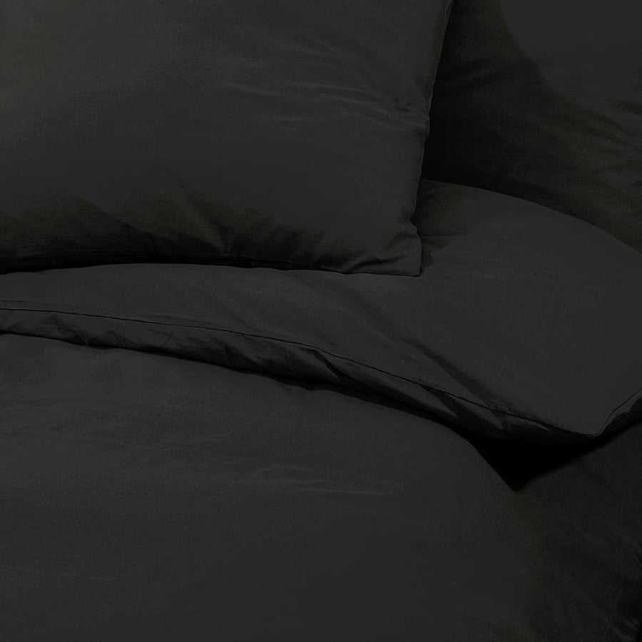 Dekbedovertrekset lichtgewicht 140x200 cm microvezel zwart 140 x 200 cm + 60 x 70 cm Zwart