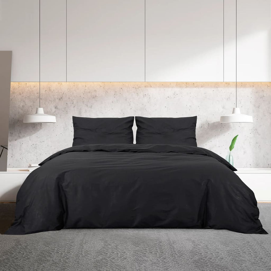 Dekbedovertrekset lichtgewicht 135x200 cm microvezel zwart 2 135 x 200 cm + 80 x 80 cm Zwart