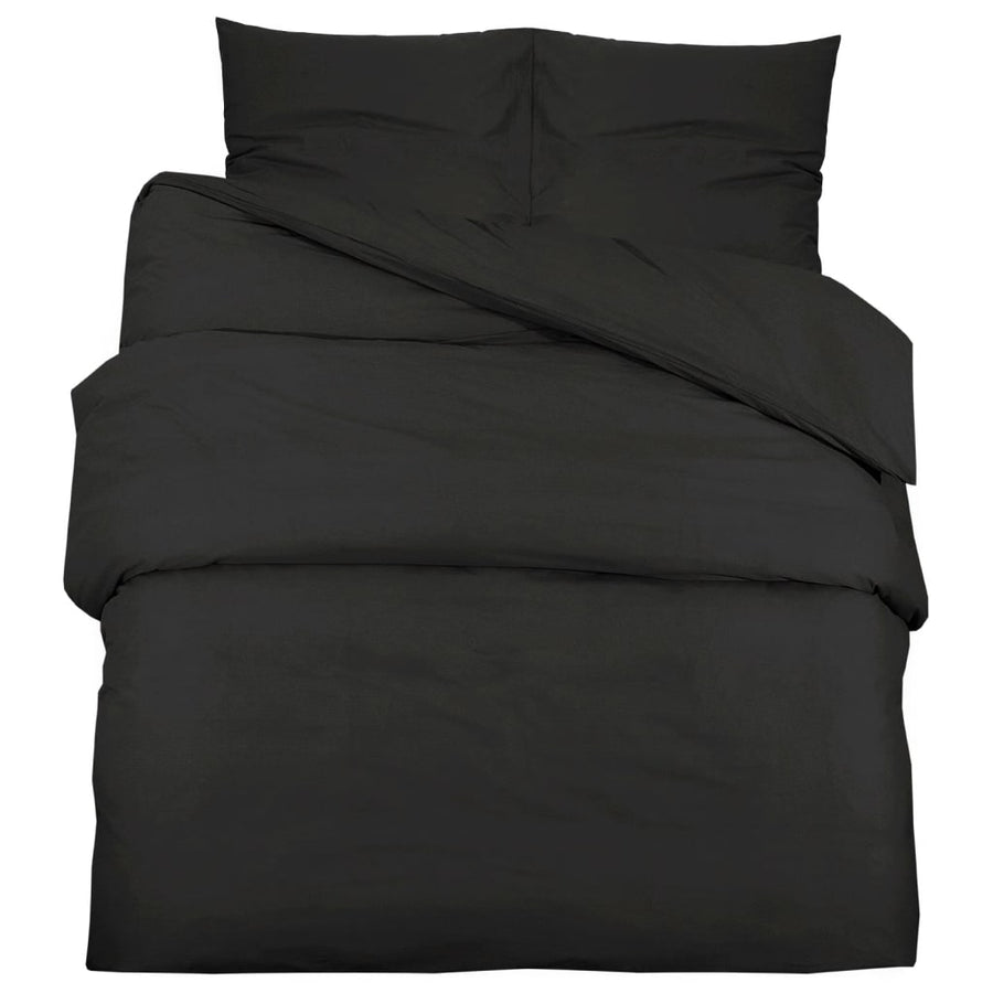 Dekbedovertrekset lichtgewicht 200x220 cm microvezel zwart 1 200 x 220 cm + 80 x 80 cm Zwart
