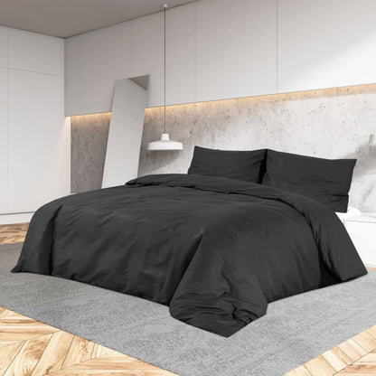 Dekbedovertrekset lichtgewicht 140x200 cm microvezel zwart 140 x 200 cm + 50 x 75 cm Zwart