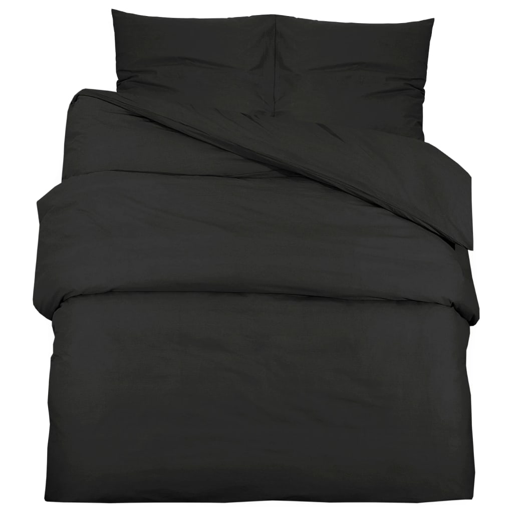 Dekbedovertrekset lichtgewicht 200x200 cm microvezel zwart 1 200 x 200 cm + 50 x 75 cm Zwart