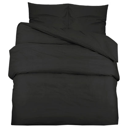 Dekbedovertrekset lichtgewicht 200x200 cm microvezel zwart 1 200 x 200 cm + 50 x 75 cm Zwart