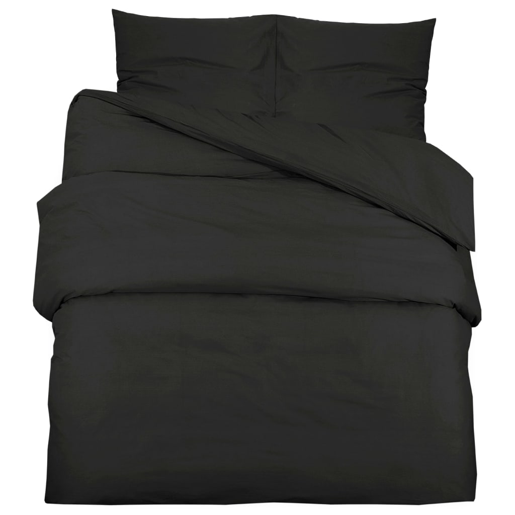Dekbedovertrekset lichtgewicht 225x220 cm microvezel zwart 1 225 x 220 cm + 50 x 75 cm Zwart